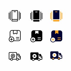 vibrate on icon set with three style for presentation, poster, banner, and social media