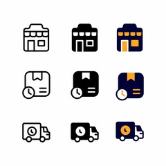 store icon set with three style for presentation, poster, banner, and social media