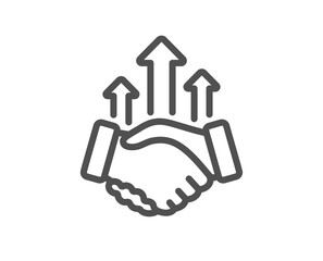 Deal line icon. Business handshake sign. Investment growth chart symbol. Quality design element. Linear style deal icon. Editable stroke. Vector