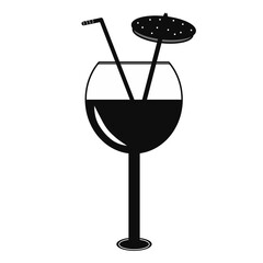 Coctail icon. Black graphic sketch. Idea for decors, logo, covers, holidays, gifts, art. Isolated vector.