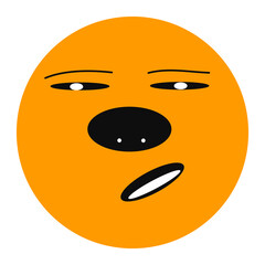 Fototapeta premium Smile with distrustful mood. Icon. Colorful graphic sketch. Idea for decors, logo, covers, holidays, gifts, art. Isolated vector.