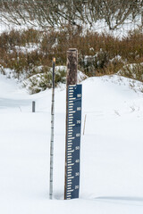 Belgium, Hautes Fagnes, measuring instrument for the quantity of fallen snow