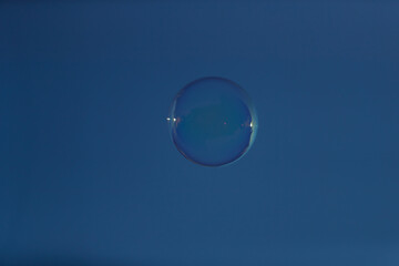 soap bubbles on blue background