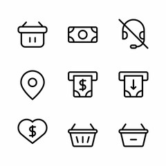 e-commerce icon set with outline style for presentation, banner, and social media