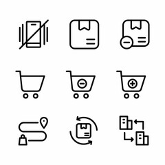 finance icon set with outline style for presentation, banner, and social media