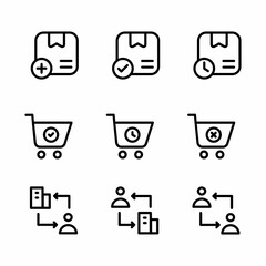 ecommerce icon set with outline style for presentation, poster, and social media