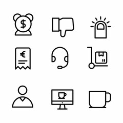business icon set with outline style for presentation, poster, and social media