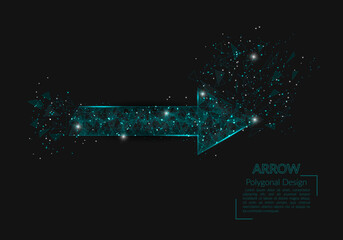 Abstract isolated image of arrow. Polygonal illustration looks like stars in the blask night sky in spase or flying glass shards. Digital design for website, web, internet. © Katsiaryna