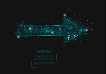 Abstract isolated image of arrow. Polygonal illustration looks like stars in the blask night sky in spase or flying glass shards. Digital design for website, web, internet. © Katsiaryna