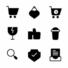 e-commerce icon set with glyph style for presentation, banner, and social media