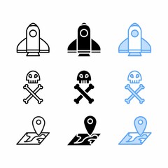spaceship icon set with three style for presentation