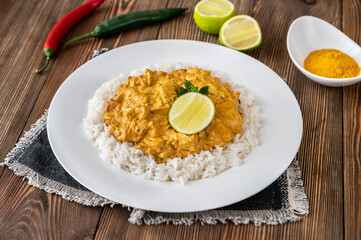 Portion of chicken curry