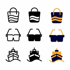bag icon set with three style for presentation, poster, banner, and social media