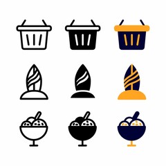 basket icon set with three style for presentation, poster, banner, and social media