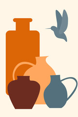 Abstract vase minimalist boho style pattern background