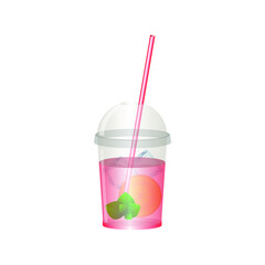Glass with cocktail and ice to go
