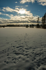 tourist trail in winter snow