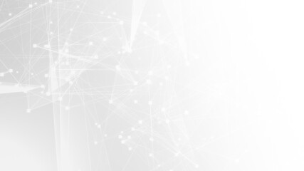 Abstract white gray polygon tech network with connect technology background. Abstract dots and lines texture background. 3d rendering.