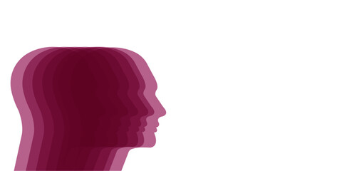 Heads over and over to represent personality differences. mental health and psychology concept.world mental health day concept. Vectorel design EPS 10.