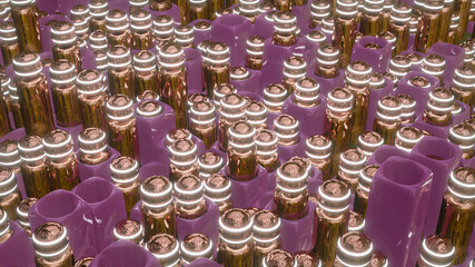 abstract background of cylinders with spheres sticking out of cubes and with holes. 3d render illustration