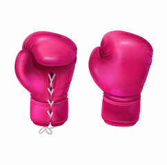 Pink boxing gloves in realistic style Vector
