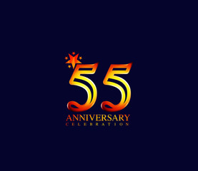 Bright Color Star Design Shape element, 55 Year Anniversary, Invitations, Party Events, Company Based, Banners, Posters, Card Material