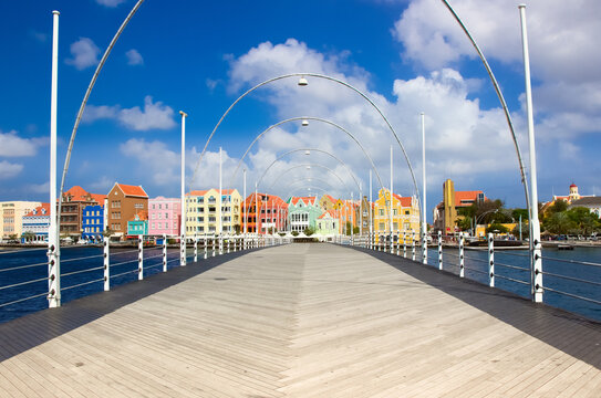 Floating pоntoon bridge in Willemstad, Curacao