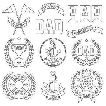 black outline Nautical Fathers Day Digital Stamps