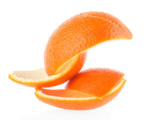 Orange skin slices isolated on a white background. Vitamin C.