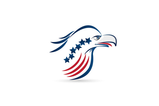 Bald Eagle American Flag logo icon vector image symbol 