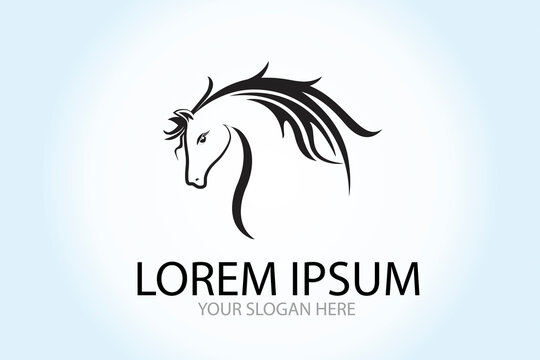 Beautiful Horse Logo Design Vector Image Graphic Illustration Banner Background Template