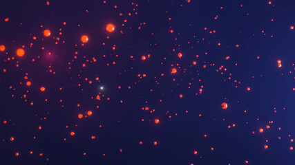 dark abstract background with particles and blue-red glow. 3d render illustration