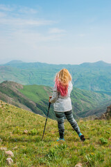 Fototapeta na wymiar hiker in mountains