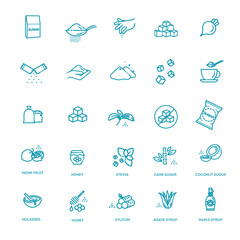 Collection symbol of healthy products and sugar alternatives, natural substitutes © tettygreen