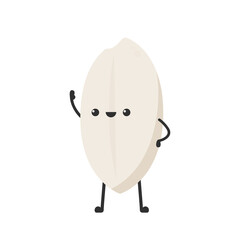 Rice character design. rice vector on white background. rice seed.