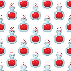 Potion pattern pixel art. Seamless pattern. Pixel art potion pattern. 