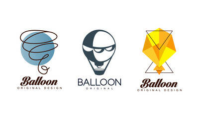 Balloon Original Logo Design Set, Modern Abstract Identity Brand Company Badges Vector Illustration