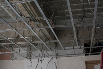 Suspended ceiling structure on site