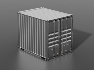 Brown ship cargo container side view 10 feet 3D illustration