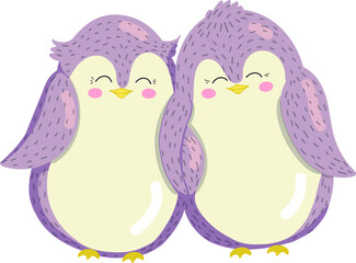 Two loving penguins sit close to each other