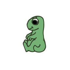 Cheerful funny dinosaur. Dino illustration. Cartoon sketch style. Hand outline drawing of animal. vector