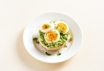 Avocado toast bun with eggs