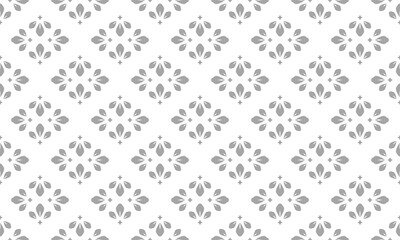 Flower geometric pattern. Seamless vector background. White and gray ornament.