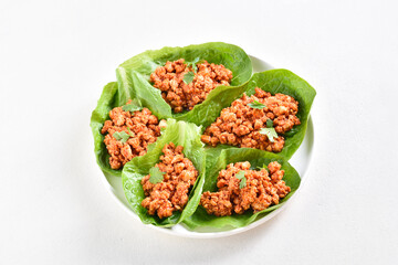 Thai style minced meat lettuce cups