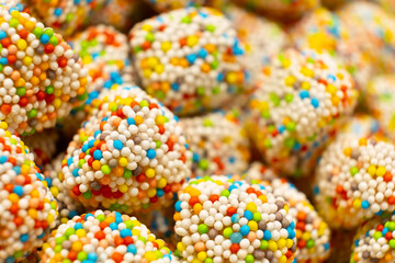 Fototapeta na wymiar Colorful sweet jelly and candies with sugar. Macro.