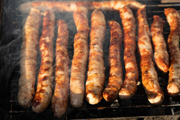 german sausages on the grill