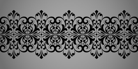 Wallpaper in the style of Baroque. Modern vector background. Black and gray floral ornament. Graphic pattern for fabric, wallpaper, packaging. Ornate Damask flower ornament