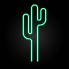 Cactus neon sign, modern glowing banner design, colorful trend of modern design on black background. Vector illustration.