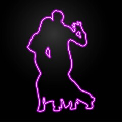 Fototapeta premium Tango dancers neon sign, modern glowing banner design, colorful trend of modern design on black background. Vector illustration.