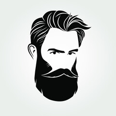 Bearded men, hipster face icon isolated. Vector illustration